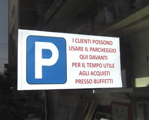 Cartello parcheggio Buffetti via Caselle 3 San Lazzaro di Savena